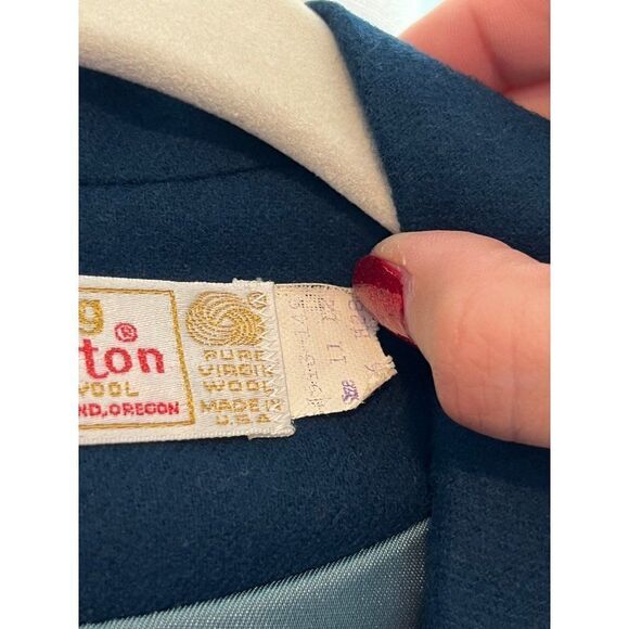 Vintage Young Pendleton Pure Virgin Wool Button Up Blazer Jacket Blue Size 11/12 - Picture 8 of 10